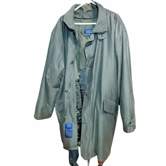 VTG London Fog Trench Coat 2XL Army Green 90s Classic Distressed Removable Liner - Picture 1 of 16